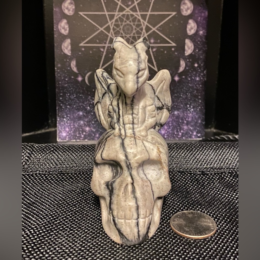 ❤️Spiderweb Jasper Flying Dragon Skull
